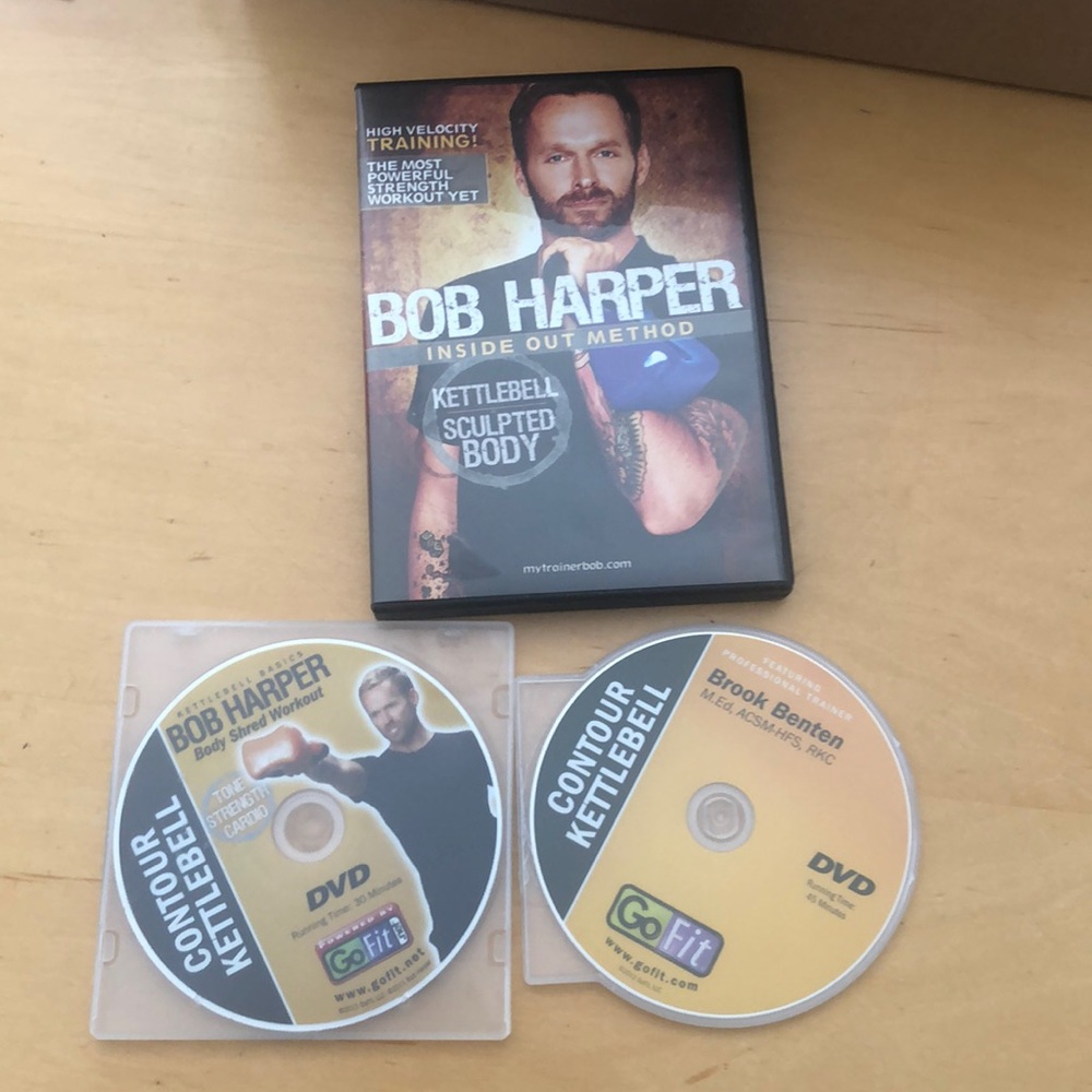 Lot of 3 Kettlebell DVDs-2 Bob Harper + 1 Brook Benten